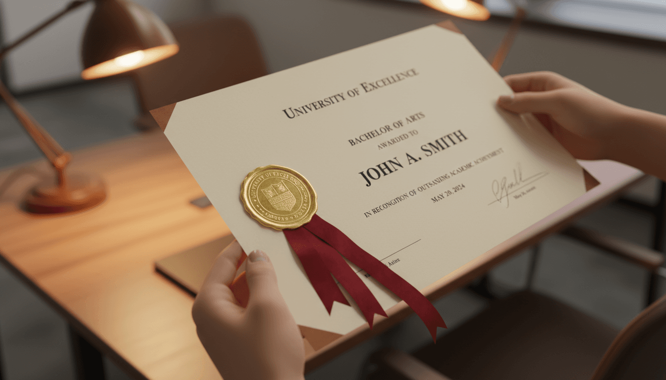 Diploma universitario oficial con sello y cinta, certificado legalizado para trabajar en el extranjero