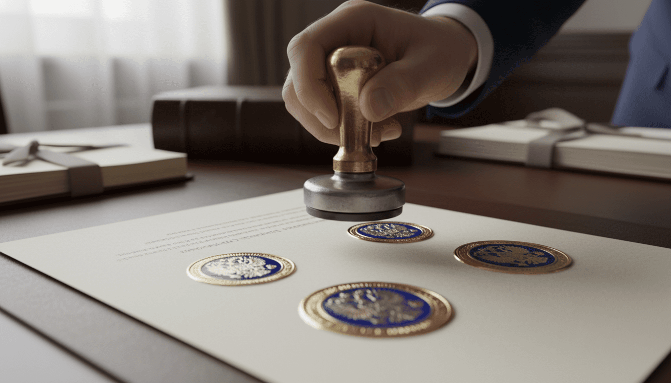 Aplicación de sello oficial de apostilla o legalización consular