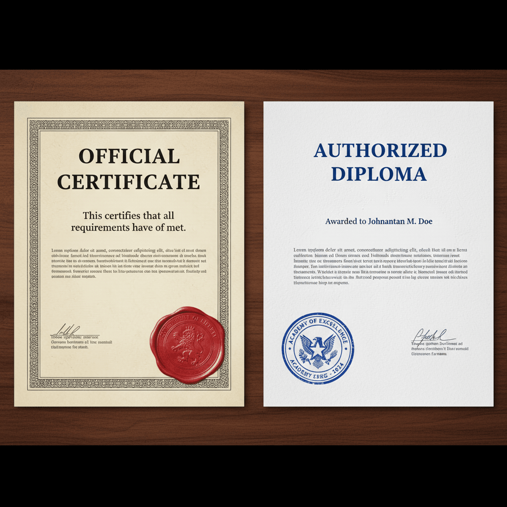 Comparativa de dos documentos oficiales con sellos