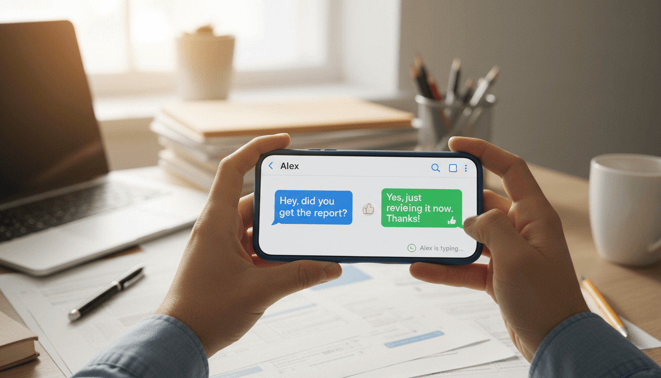 Persona consultando el estado de su trámite por WhatsApp