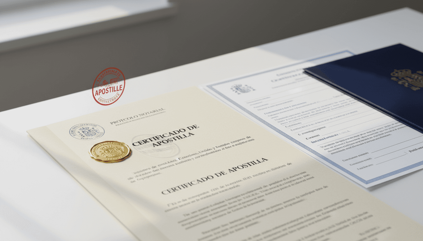 Documento con sello de apostilla de La Haya en Madrid