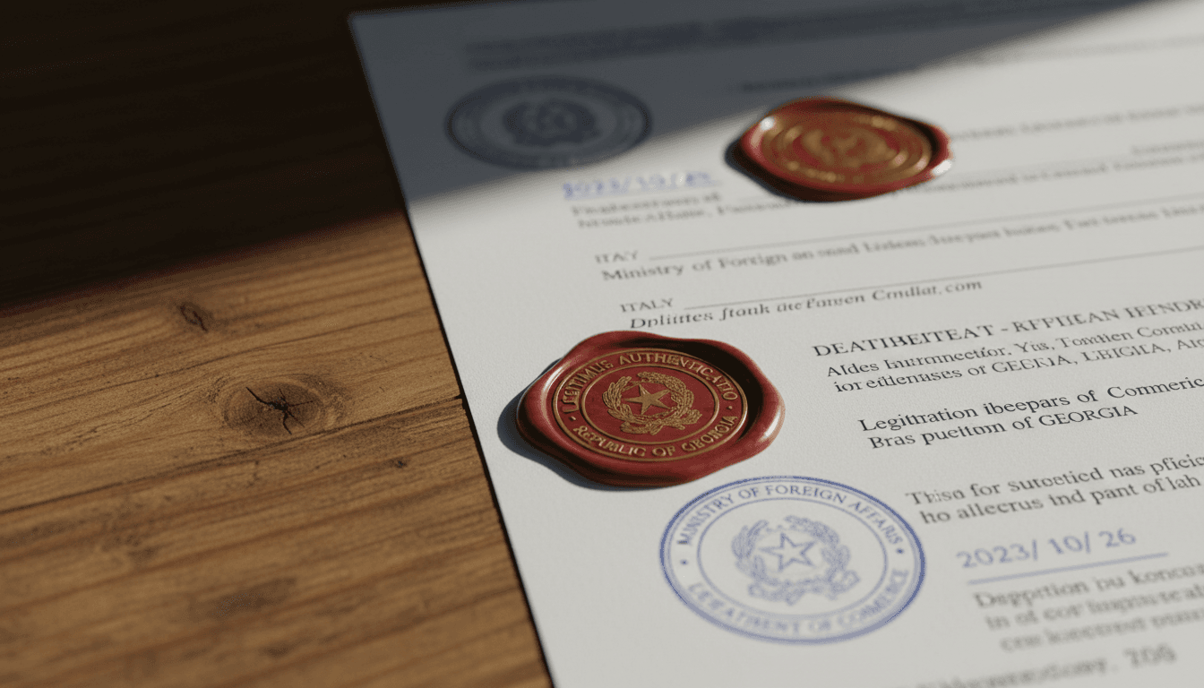 Documentos legalizados con sellos consulares y certificados de exportación para Oriente Medio