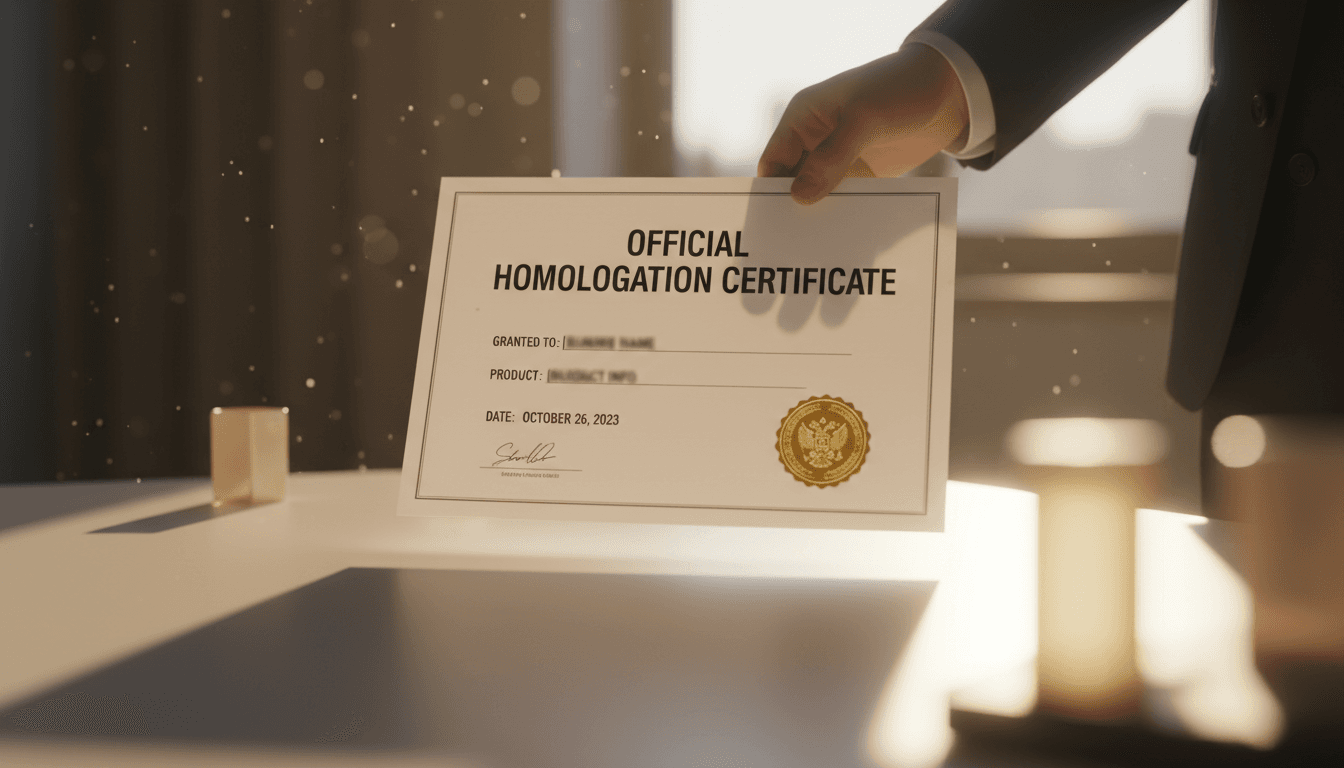 Certificado oficial de homologación completado