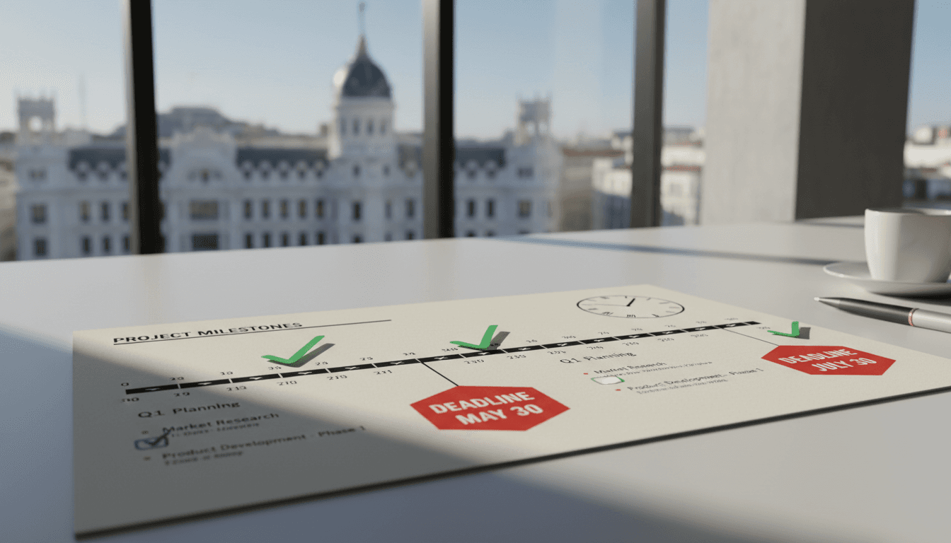 Calendario de plazos de legalización con hitos claramente marcados