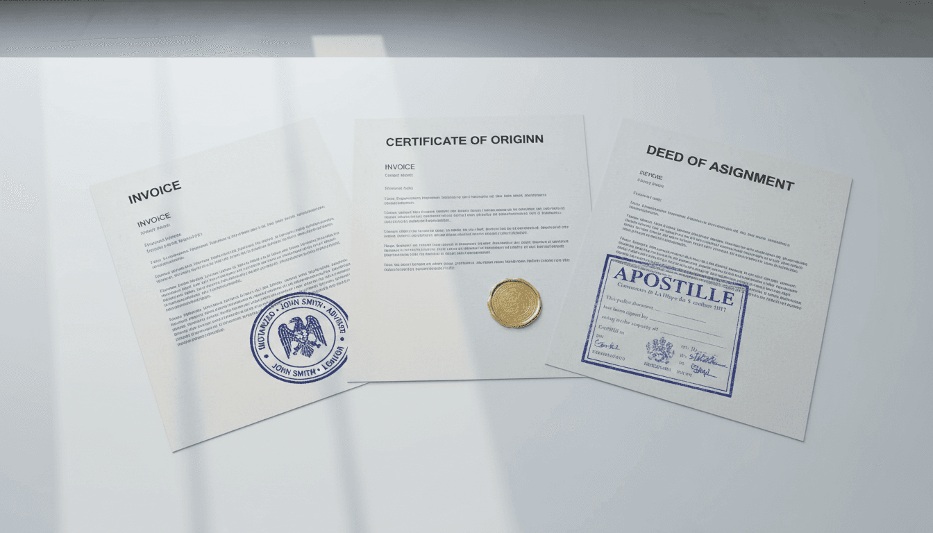 Documentos comerciales legalizados con apostilla y sellos oficiales