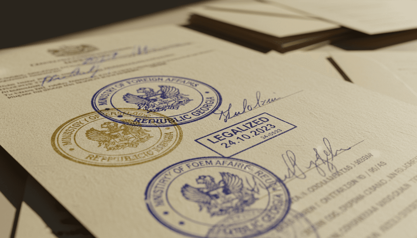 Sello de legalización consular en documento oficial