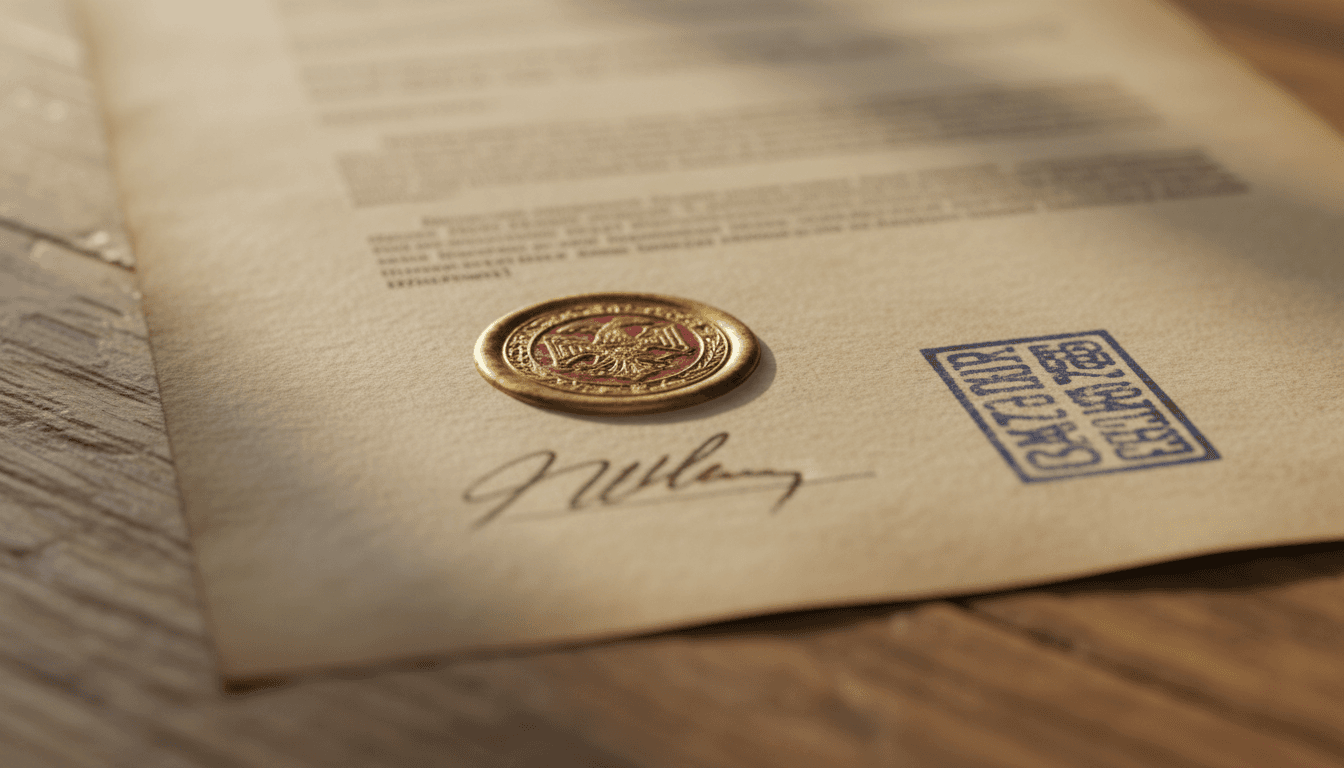 Poder notarial con sello de autenticidad