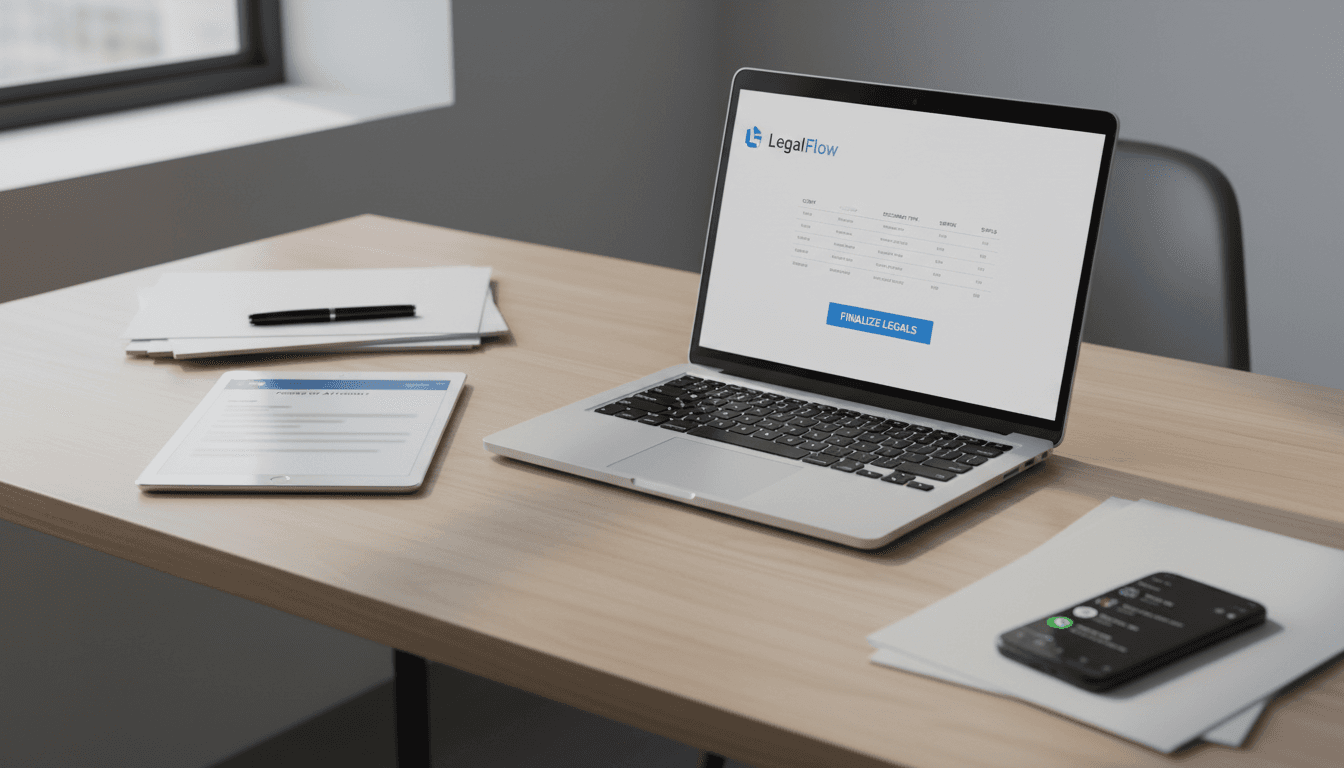 Interfaz digital de gestión de legalización de documentos en laptop y tablet