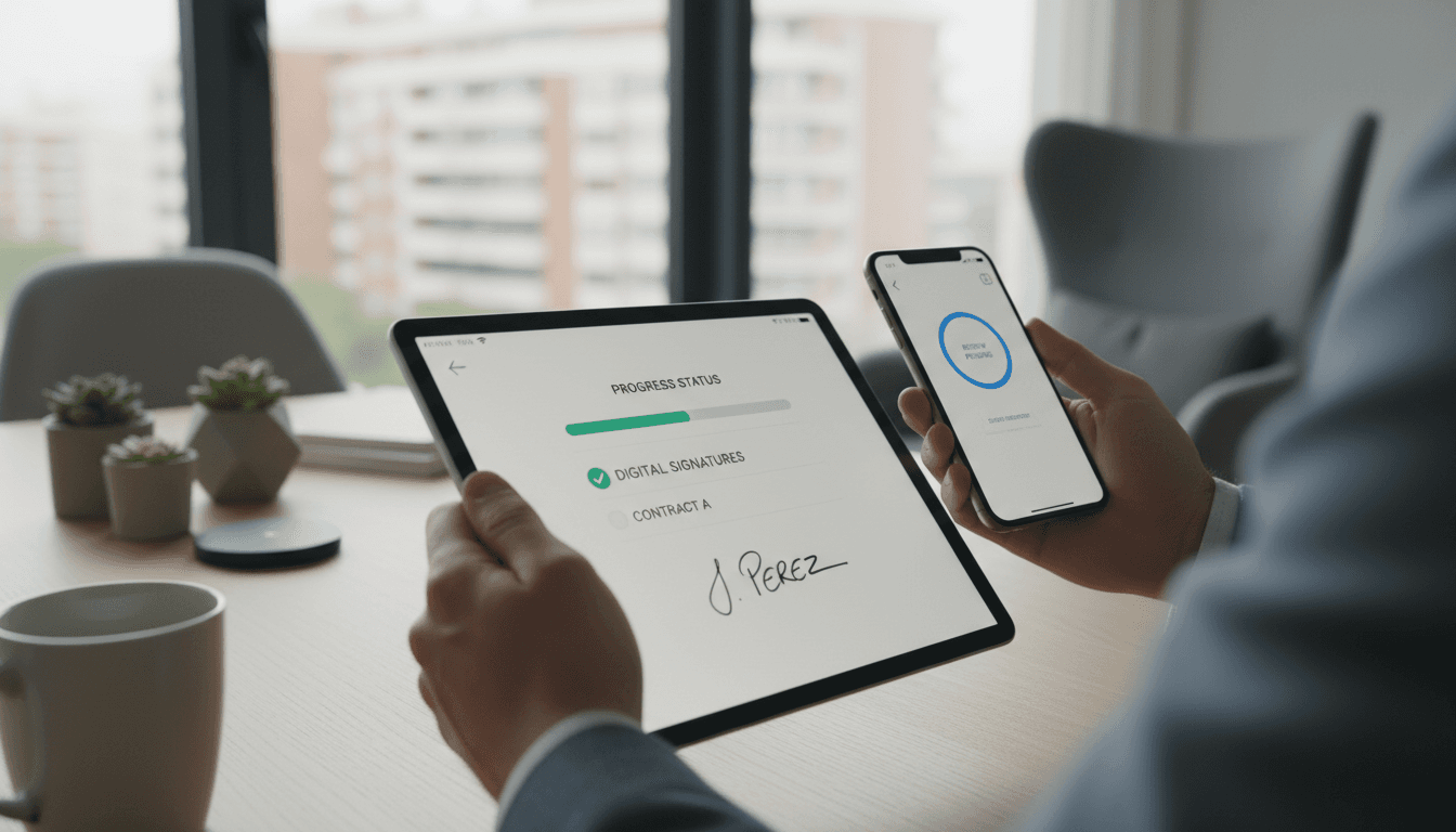 Interfaz digital de seguimiento de legalización en dispositivos móviles