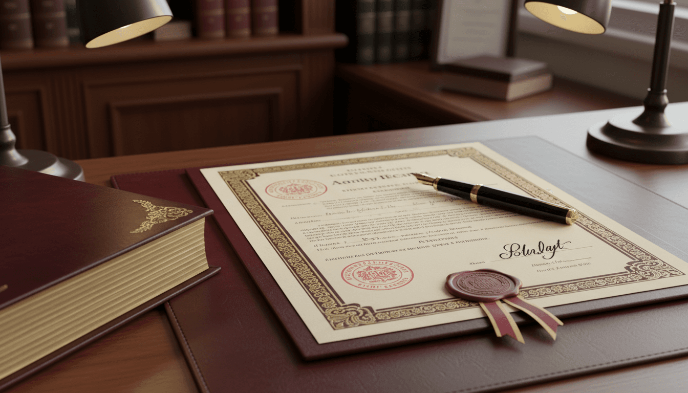 Documento notarial con sellos de autenticidad