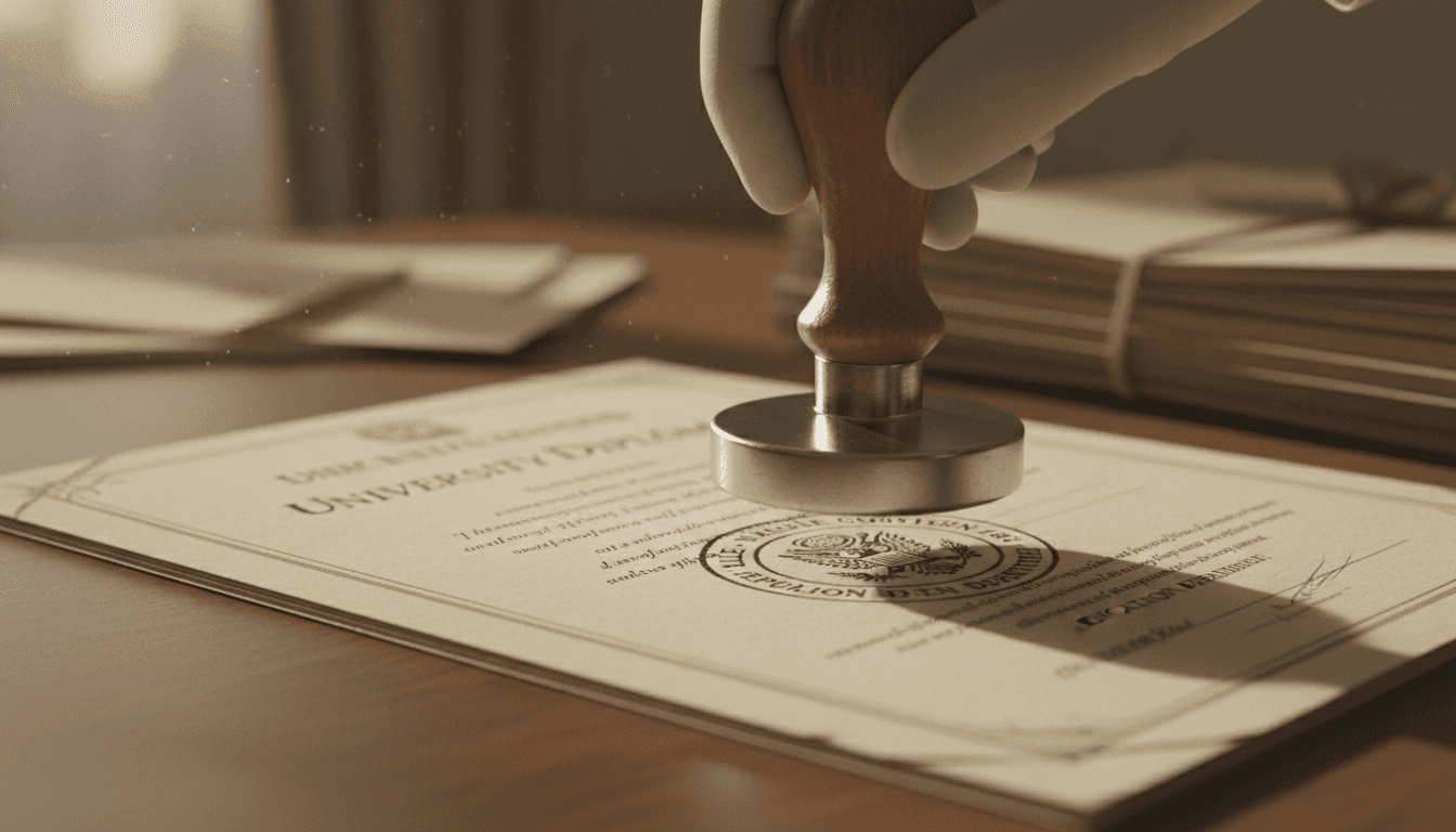 Apostilla oficial en documento educativo